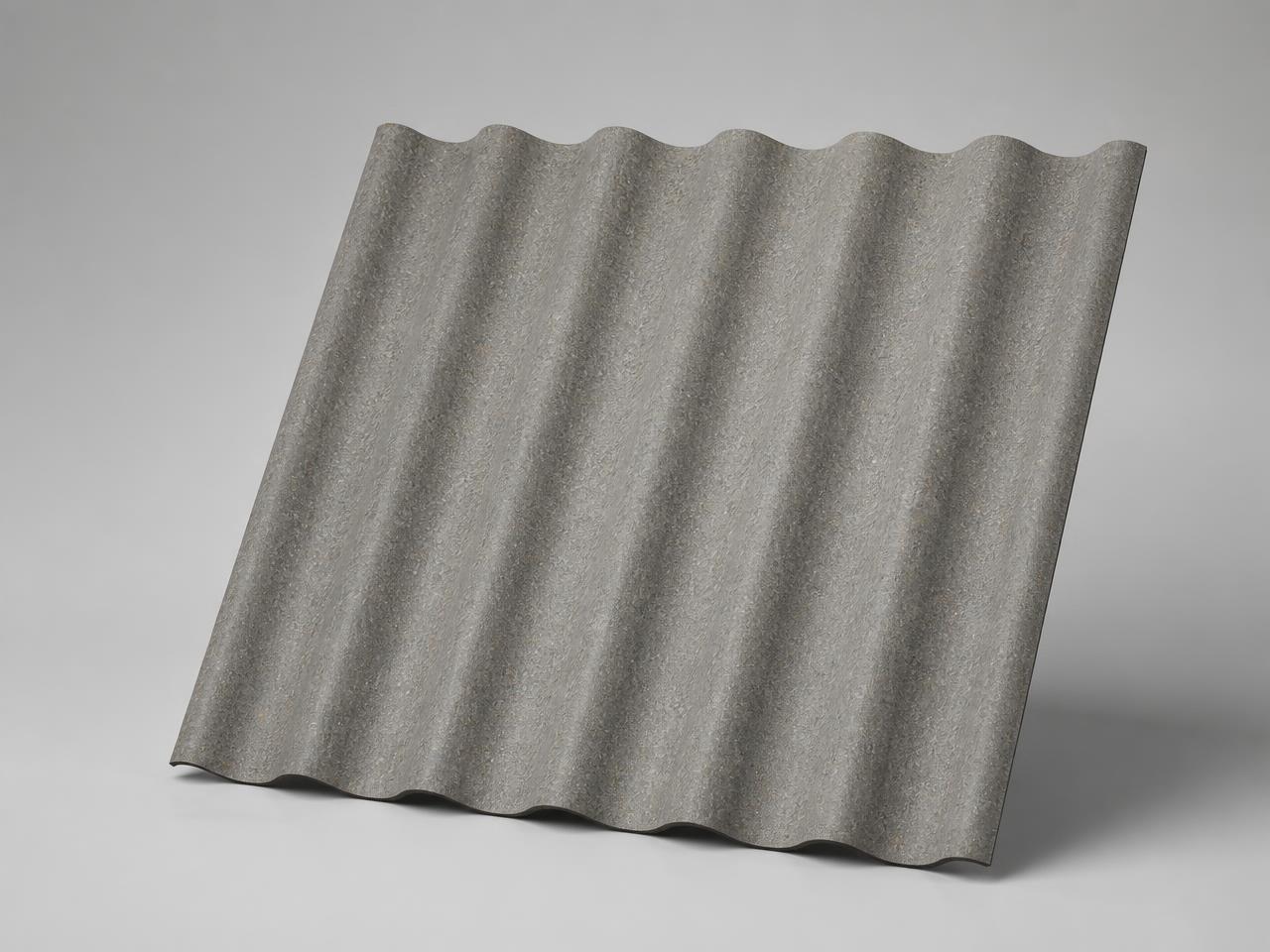Corrugated PolyAl sheet studio photograph in Natural Gray showing the profile